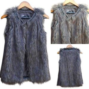 Rue21 Womens Vest Faux‎ Vegan Fur Tunic Faux Leather Sides Panels Brown Size S